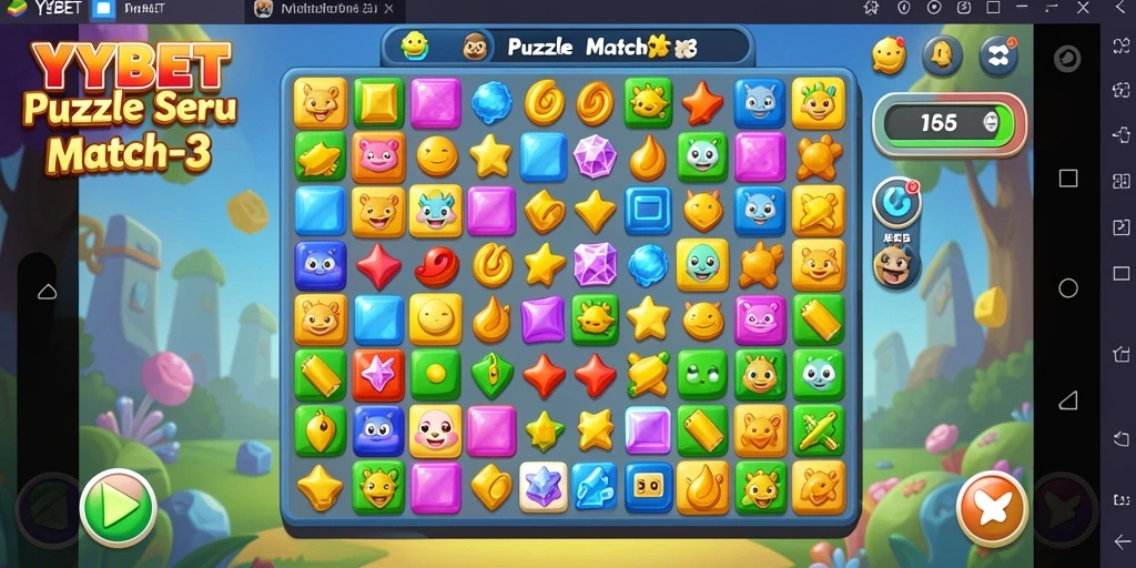 Tampilan antarmuka permainan YYBET dengan elemen Puzzle Match-3.