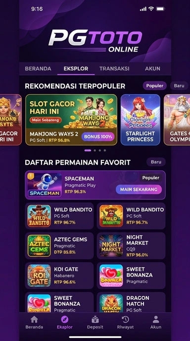 Tampilan katalog aplikasi pgtoto