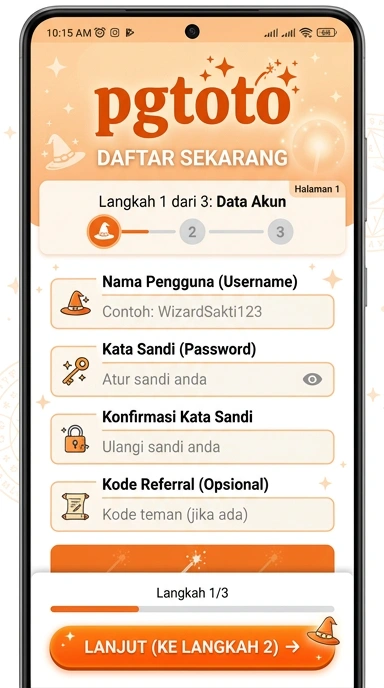 Tampilan halaman daftar pgtoto